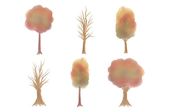 Autumn Tree Watercolor Illustration Set