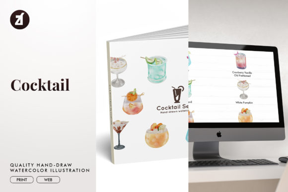Cocktail Set2 Watercolor Illustration