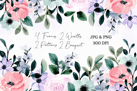 Digital Clipart Floral Watercolor Part22 and Illustrations