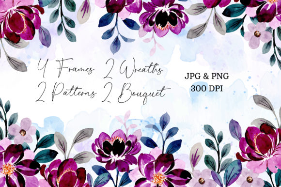 Digital Clipart Floral Watercolor Part23 Illustrations