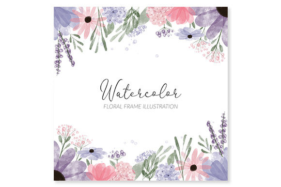 Floral Frame Watercolor Square Painted Illustrations