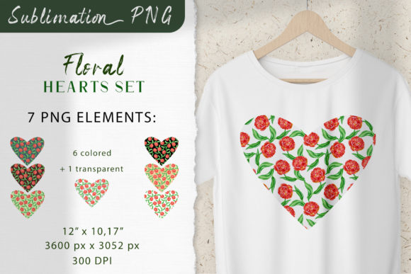 Floral Hearts. Valentine Watercolor Set