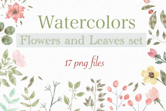 Flower Watercolor-Flowers and Leaves Set