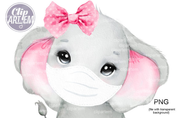 Girl Elephant Mask Watercolor Images and Illustrations