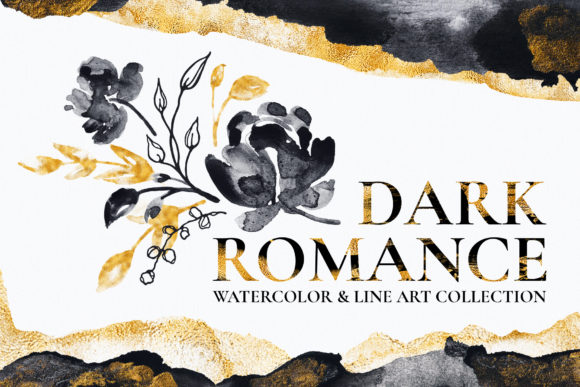 Gold Watercolor Flower Illustrations