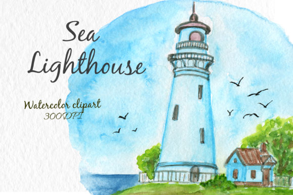 Lighthouse Watercolor Clipart Sea Illustrations