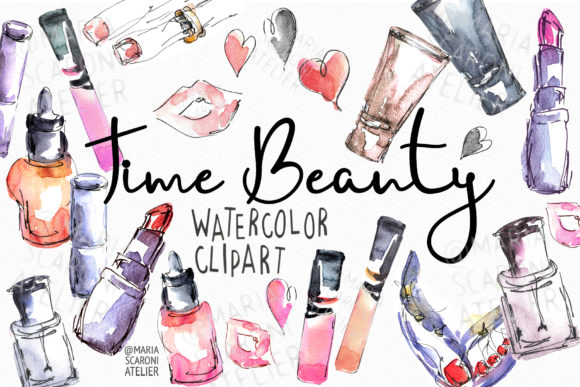 Makeup Clipart Watercolor Illustrations