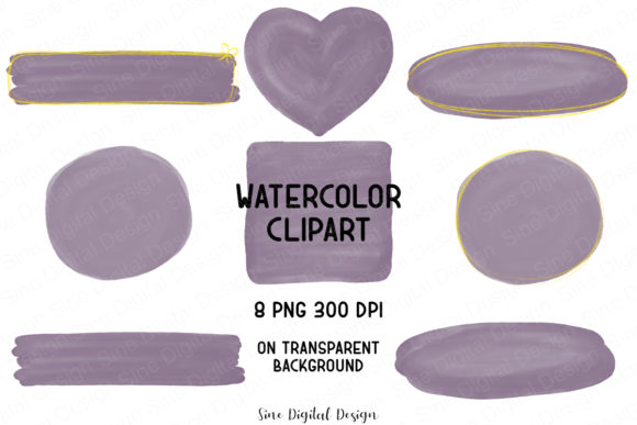 Purple Watercolor Clipart Bundle and Illustrations