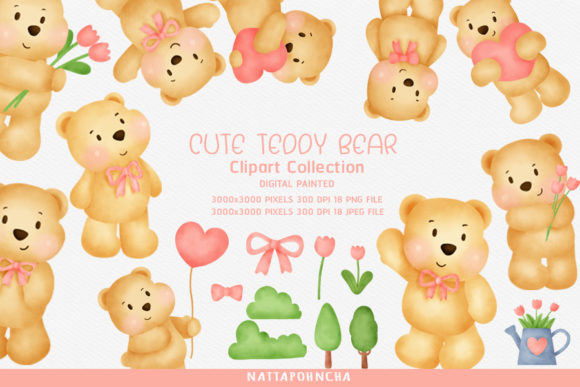 Teddy Bear Watercolor Illustrations