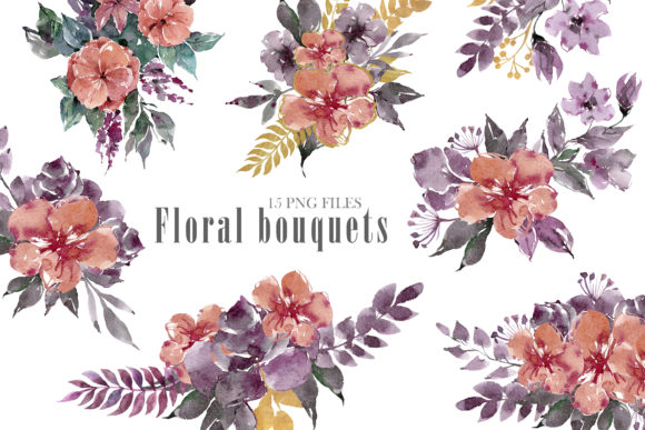 Watercolor Bouquets and Wreaths Clipart