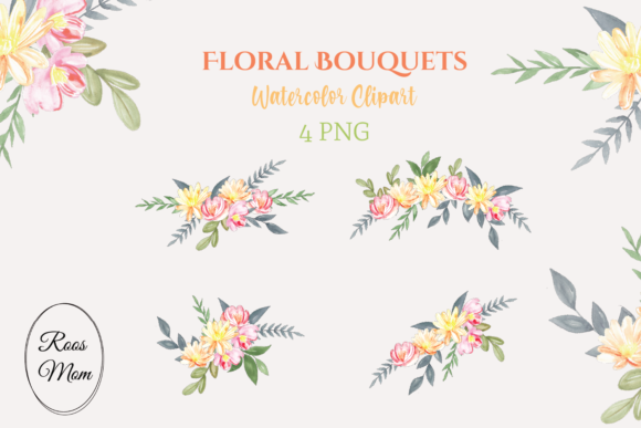 Watercolor Clipart Floral Bouquets and Illustrations