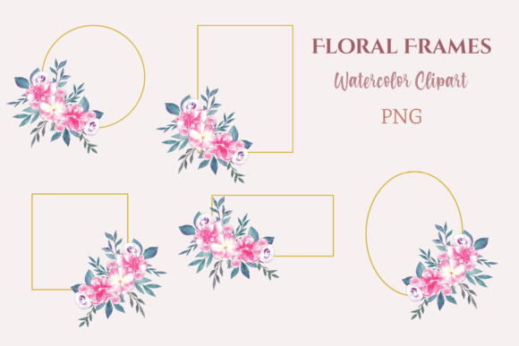 Watercolor Clipart Ten Floral Frames