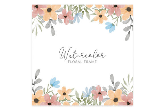 Watercolor Colorful Petal Flower Frame Illustrations