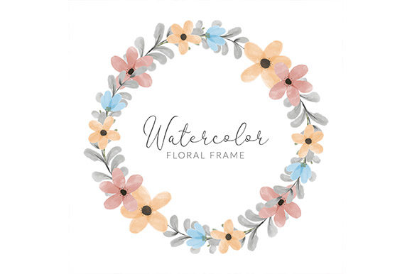 Watercolor Colorful Petal Flower Wreath Illustrations