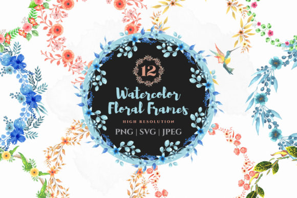 Watercolor Floral Wreath SVG for Illustrations