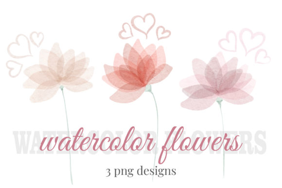 Watercolor Flowers Set, Sublimation PNG