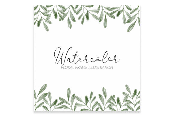 Watercolor Green Leaf Square Frame Illustrations