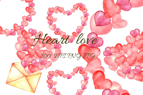 Watercolor Heart, Heart Frame, Illustrations