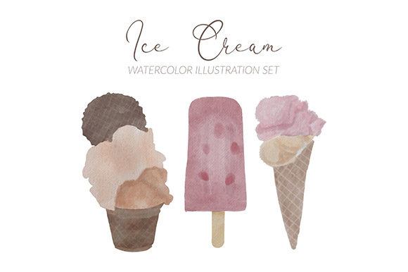 Watercolor Ice Cream Illustration