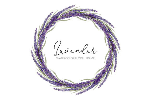 Watercolor Lavender Flower Wreath Frame Illustrations