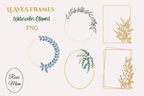 Watercolor Leaves Frames and Illustrations