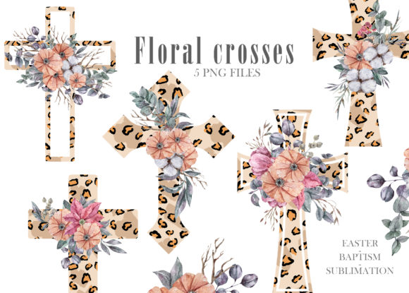 Watercolor Leopard Cross Illustrations