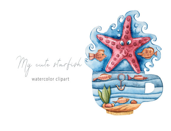 Watercolor Magic Starfish Clipart and Illustrations
