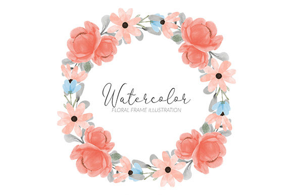 Watercolor Peony Petal Floral Wreath Illustrations
