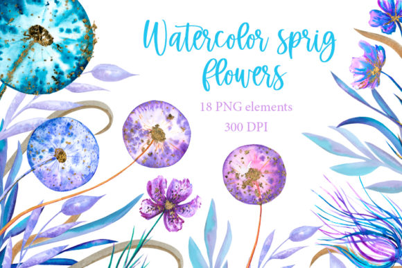 Watercolor Spring Flowers Clipart and Illustrations