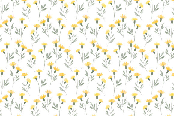 Yellow Wildflower Watercolor Pattern